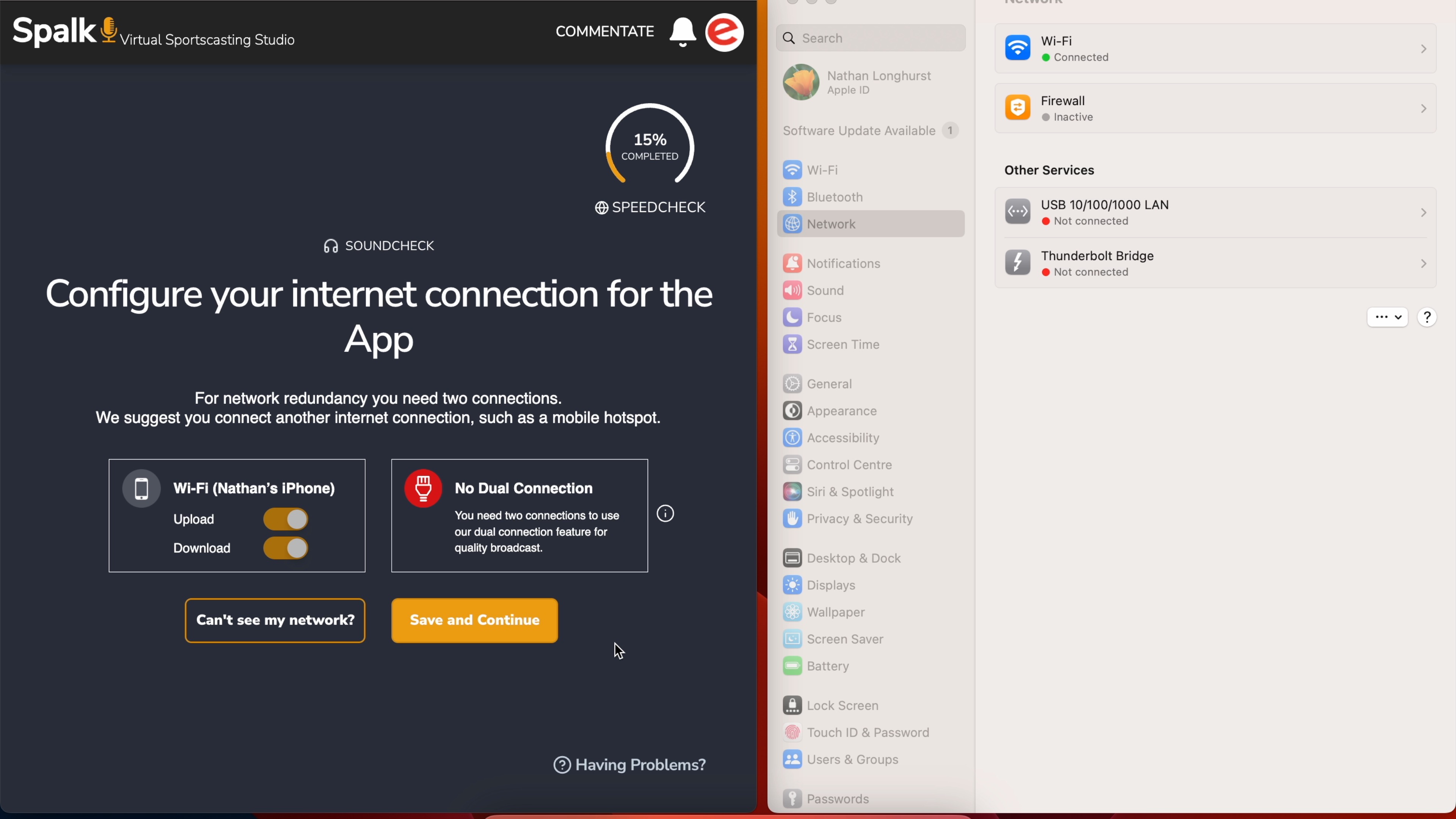 2 - end frame- Half Soundcheck with one network and Open MacOS Network Settings.jpg